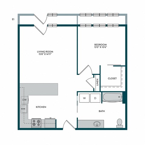 Aspire11 Apartments in Tacoma, Washington 1x1 Floor Plan